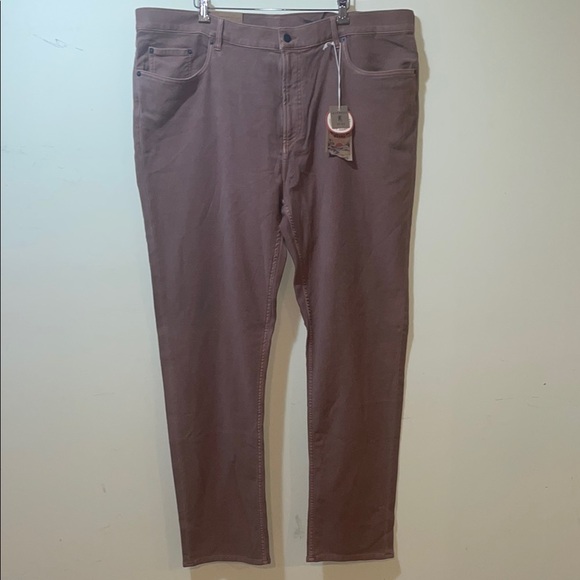 Men’s New Faherty Stretch Terry Jeans Mesa Red 5 Pocket Slim Pants - Picture 2 of 10